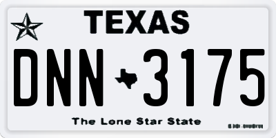 TX license plate DNN3175