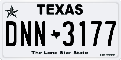 TX license plate DNN3177