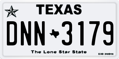 TX license plate DNN3179