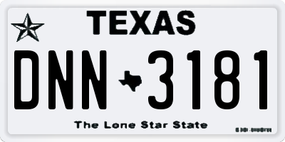 TX license plate DNN3181