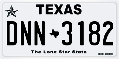 TX license plate DNN3182
