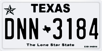 TX license plate DNN3184
