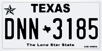 TX license plate DNN3185