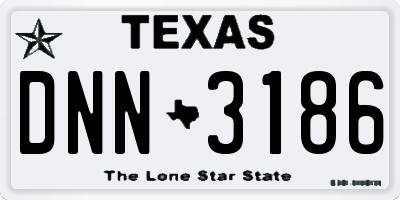TX license plate DNN3186