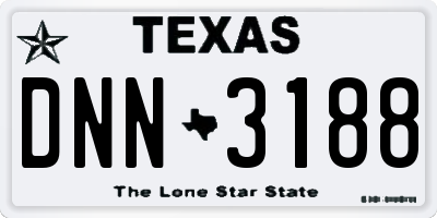 TX license plate DNN3188