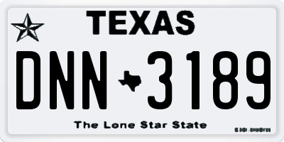 TX license plate DNN3189