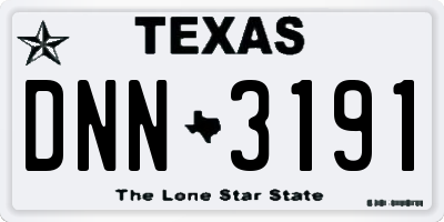 TX license plate DNN3191