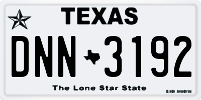 TX license plate DNN3192