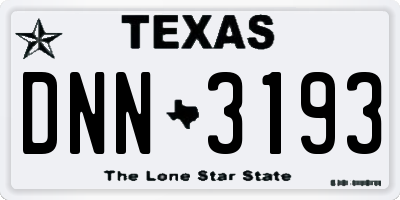 TX license plate DNN3193