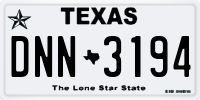 TX license plate DNN3194
