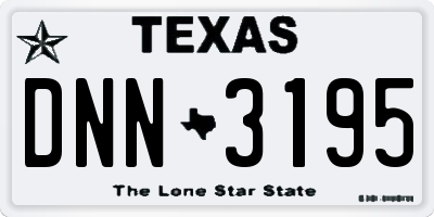TX license plate DNN3195