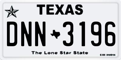TX license plate DNN3196