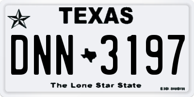 TX license plate DNN3197