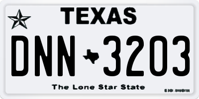 TX license plate DNN3203