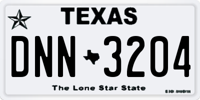 TX license plate DNN3204