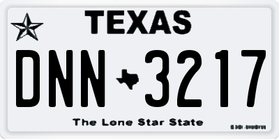 TX license plate DNN3217