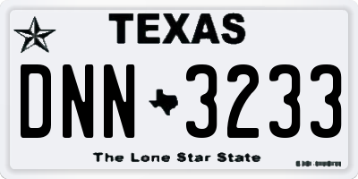 TX license plate DNN3233