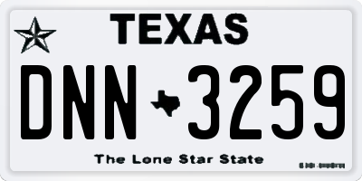 TX license plate DNN3259