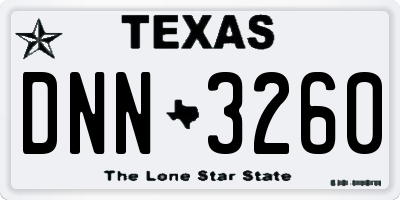 TX license plate DNN3260