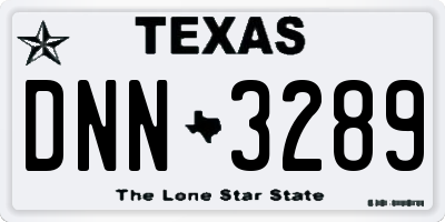 TX license plate DNN3289