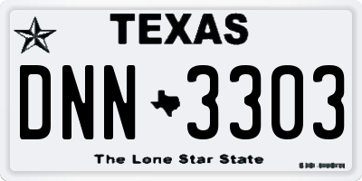 TX license plate DNN3303