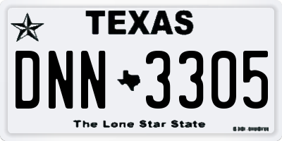 TX license plate DNN3305
