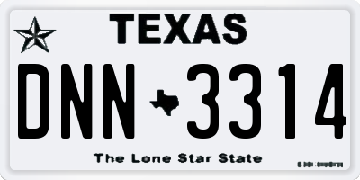 TX license plate DNN3314
