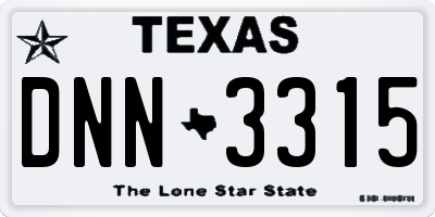 TX license plate DNN3315