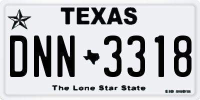 TX license plate DNN3318