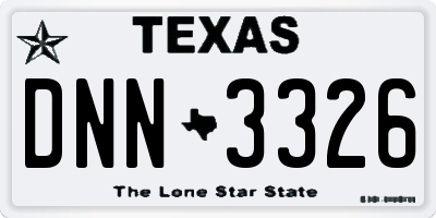 TX license plate DNN3326