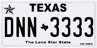 TX license plate DNN3333