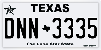 TX license plate DNN3335
