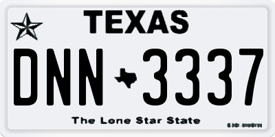 TX license plate DNN3337