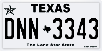 TX license plate DNN3343