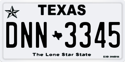 TX license plate DNN3345