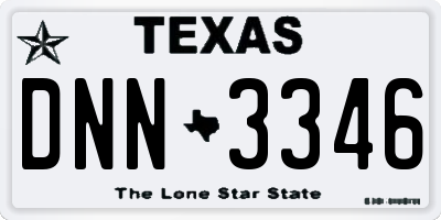 TX license plate DNN3346