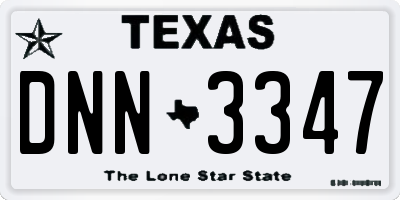 TX license plate DNN3347