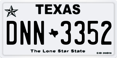 TX license plate DNN3352