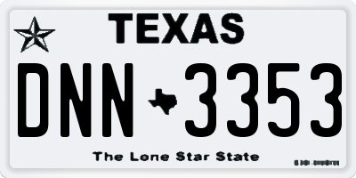TX license plate DNN3353