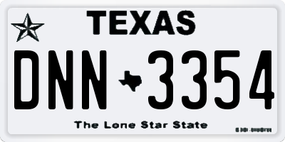 TX license plate DNN3354