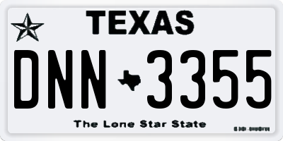 TX license plate DNN3355