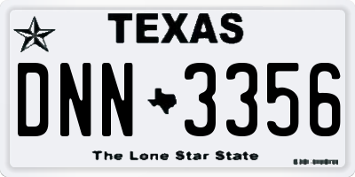 TX license plate DNN3356
