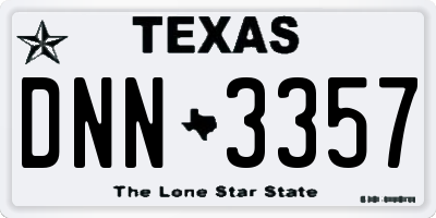 TX license plate DNN3357