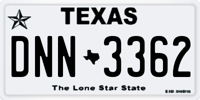TX license plate DNN3362