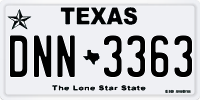 TX license plate DNN3363