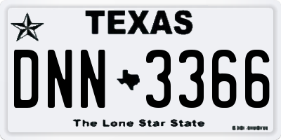 TX license plate DNN3366