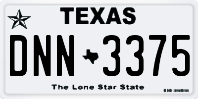 TX license plate DNN3375