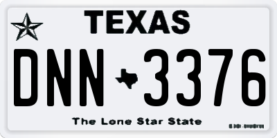 TX license plate DNN3376