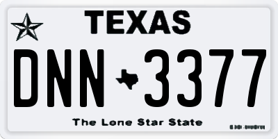 TX license plate DNN3377