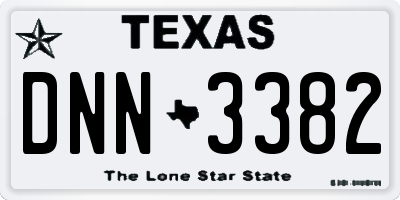 TX license plate DNN3382